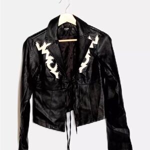 Western Embroidered Black Leather Jacket Women’s Jaded London